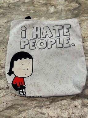 "I Hate People" Graphic Tote with Character